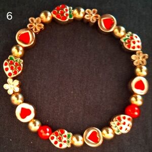 Strawberry Charm Bracelet with Gold Accents